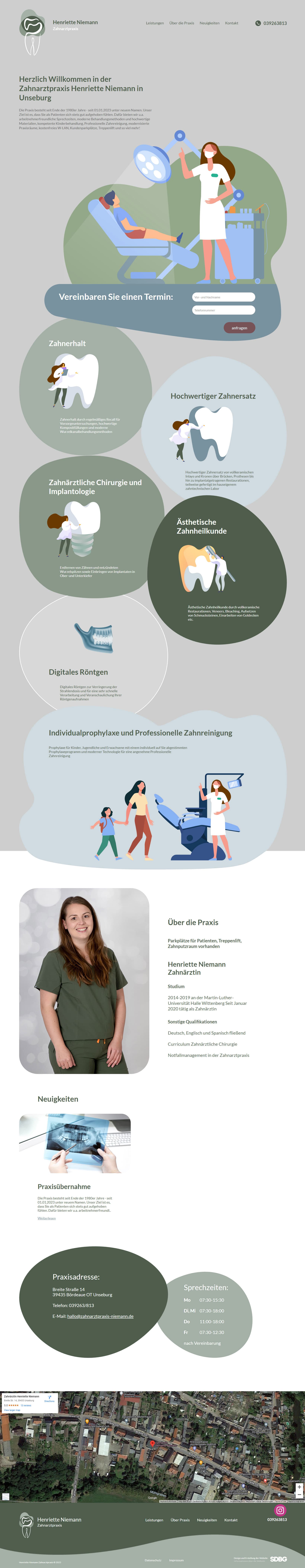 Разработка landing page стоматологической клиники «Zahnarztpraxis Niemann»
